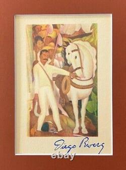 Diego Rivera + Original 1946 + Signed Vintage Print + Zapata + Matted