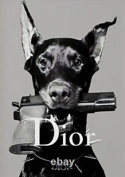 Dior Dog & Gun Poster A4, A3, A2, A1, A0 /canvas Framed Finished Art Home