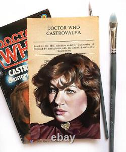 Doctor Who Nyssa Original Painting on Target Book Page, Sarah Sutton Castrovalva