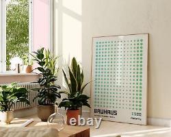Dot Wave in Green, Bauhaus Inspired Abstract Geometric Print, Mid-Century Wall