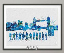 Dr Who all 12 Doctors front London Watercolor Print Wall Nerd Art Tardis Poster