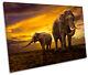 Elephants Sunset Africa Safari Canvas Wall Art Print Picture