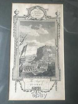 English Engraving circa 1795 View of Siege of Quebec Framed Mounted & Glazed