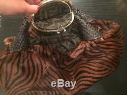 Fendi Spy Bag Animal Print Leather Hobo Medium Purse