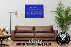 Ford Fiesta ST BLUEPRINT Illustration, high quality, signed by artist