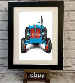 Fordson Major Tractor front view Mounted or Framed Art Print fudgy draws gift