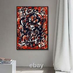 Framed Abstract Artwork Free Form by Jackson Pollock Giclee Art Print 28x40