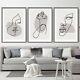 Framed Female Line Art Abstract Black Grey Shapes Pictures Wall Art Set Of 3