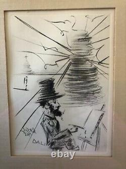 Framed etching of Toulouse-Lautrec by Salvador Dali hand signed-COA