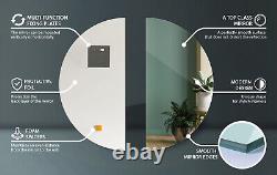 Frameless Half Circle Round Large Bathroom Mirror Wall Hanging Fixings 80 cm