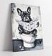 French Bulldog On Toilet Bathroom Decor Framed Canvas Wall Art Picture Print