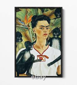 Frida Kahlo Monkeys 1 -canvas Wall Art Float Effect/frame/poster Print-red
