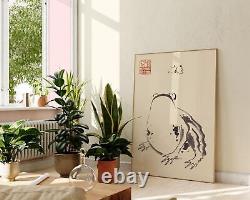 Frog & Butterfly Sumi-E Wall Art, Traditional Japanese Line Art Print by