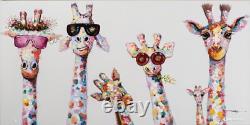 Funky Giraffes Canvas Print Picture Wall Art Home Decor Handmade Wall Hanging