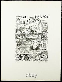 GDR Nonconformism. Mail Art Lithograph Robert REHFELDT (1931-1993) Autographed