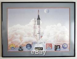 GEORGE BISHOP MERCURY 7 Signed Framed Numbered Lithograph Astronaut Autographs