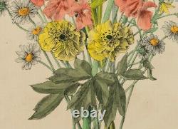 GIESS (19th century), colourful bouquet of flowers, large format, Lith