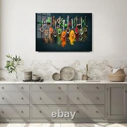 GLASS WALL ART POSTER Digital Print HD KITCHEN SPOONS AND SPICES ABSTRACT