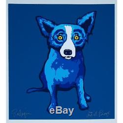 George Rodrigue Blue Dog Lil Blue Dog Blue Silkscreen Print Signed Numbered Art