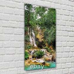 Glass Print Wall Picture 60x120 waterfall in forest landscape
