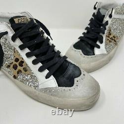 Golden Goose Mid Star Sneakers Gold Glitter Leopard-Print Star Limited Edition