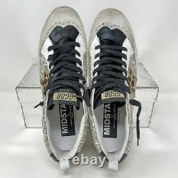 Golden Goose Mid Star Sneakers Gold Glitter Leopard-Print Star Limited Edition