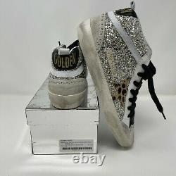 Golden Goose Mid Star Sneakers Gold Glitter Leopard-Print Star Limited Edition