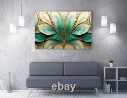 Green White Abstract Leaves Home Decor Framed Canvas Wall Art Picture Print