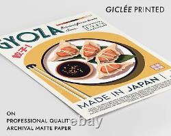 Gyoza Japanese Cuisine Portrait Print, Vintage Graphic Illustration, Asian Food