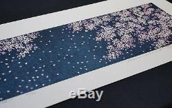 HAJIME NAMIKI Orig JAPANESE Woodblock Print Cherry Blossom in Blight Blue Night