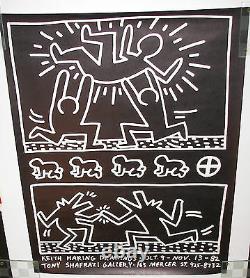 HARING DRAWINGS EXHIBIT'82 POSTER-HARING SIGNED with BARKING DOG & MAN DRAWING