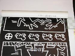 HARING DRAWINGS EXHIBIT'82 POSTER-HARING SIGNED with BARKING DOG & MAN DRAWING