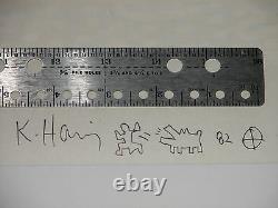 HARING DRAWINGS EXHIBIT'82 POSTER-HARING SIGNED with BARKING DOG & MAN DRAWING