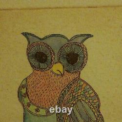 Hand Coloured Aquatint Etching Owl Bird Averyl Shilkin Signed limited 5/14'85