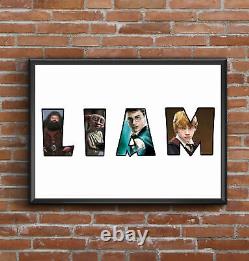 Harry Potter Personalised Name Print Your choice of characters Kids Room Door