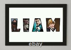 Harry Potter Personalised Name Print Your choice of characters Kids Room Door