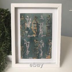 Henry Moore Seated figures 1957 Silk Print in white frame