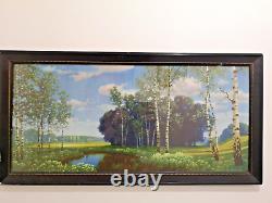 Hermann Rudisuhli Swiss art Circa 1920's The Birch Grove color print wood frame