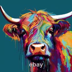 Highland Cow Pop Art Unique Canvas Print luxury Colourful Wall Art