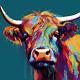 Highland Cow Pop Art Unique Canvas Print Luxury Colourful Wall Art