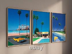 Hiroshi Nagai Set of 3 Canvas / Art Print / Framed Wall Art Japanese Retro Miami