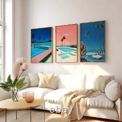 Hiroshi Nagai Set of 3 Canvas / Poster / Framed Vintage Wall Art, Japanese Retro