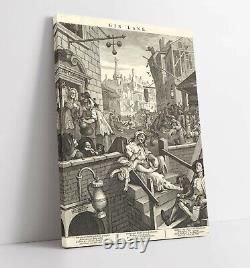 Hogarth Gin Lane Canvas Wall Art Float Effect/frame/picture/poster Print- White