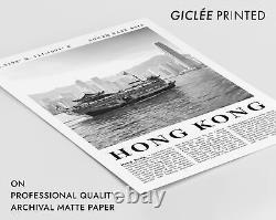 Hong Kong China, Modern Photographic Landscape, Black & White Travel Print