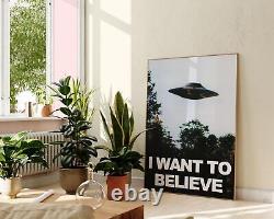 I Want to Believe Vintage UFO Print, Photographic Alien Wall Art Decor, Space