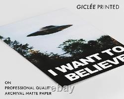 I Want to Believe Vintage UFO Print, Photographic Alien Wall Art Decor, Space