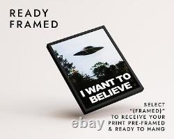 I Want to Believe Vintage UFO Print, Photographic Alien Wall Art Decor, Space