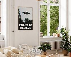 I Want to Believe Vintage UFO Print, Photographic Alien Wall Art Decor, Space