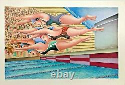 ISRAELI ART YUVAL MAHLER SWIMMING COMPEITION Lithography LIMITED EDITION