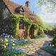 Idyllic Daffodil Cottage Oils Art Luxury Canvas Wall Picture Print Colourful